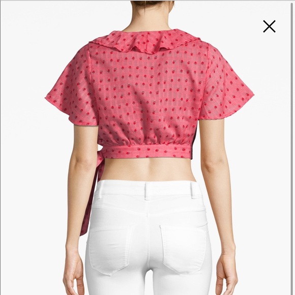 Glamorous Coral Rosebud Cropped Wrap Top Size 12 NWT - Picture 9 of 11